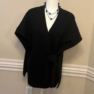 LOFT Wrap Pancho Sweater Black
